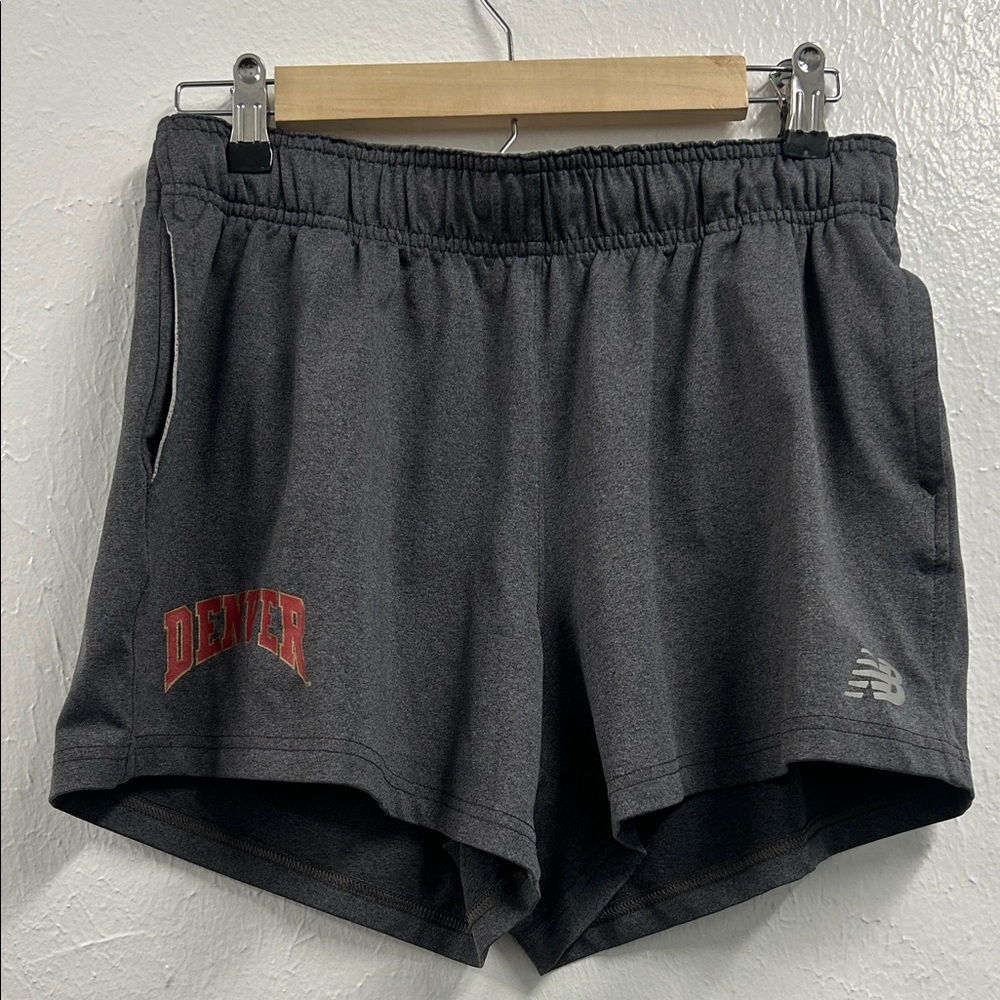 New Balance Women's Gray Athletic Shorts with Red Accent